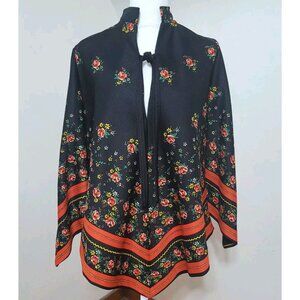 Vtg Montgomery Ward Flared Top Size 12 Medium 70s 60s Shirt Floral Rose Tunic